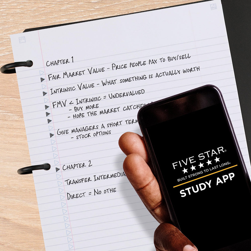 Five Star hojas college ruled precargadas listas para tomar apuntes