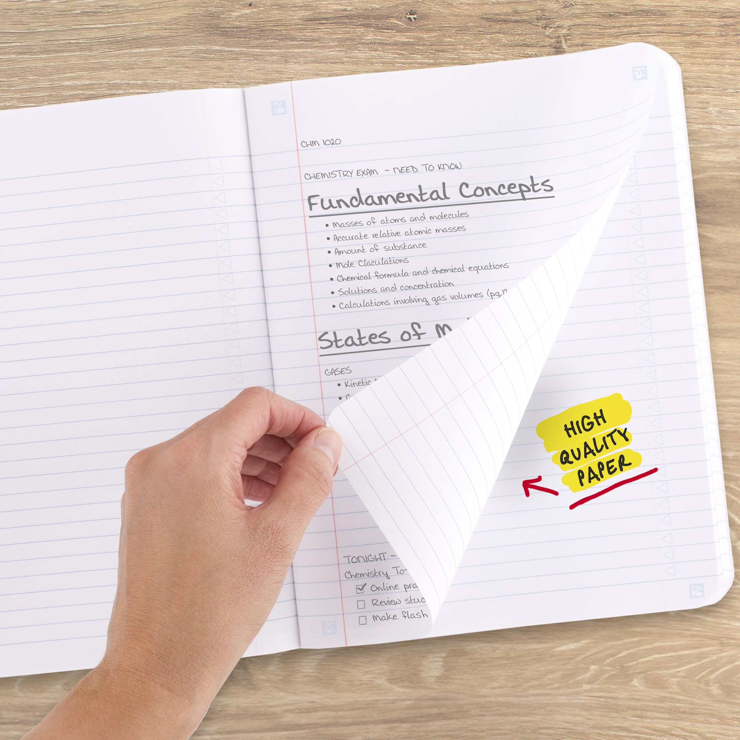Five Star libreta abierta plana permite tomar notas cómodamente