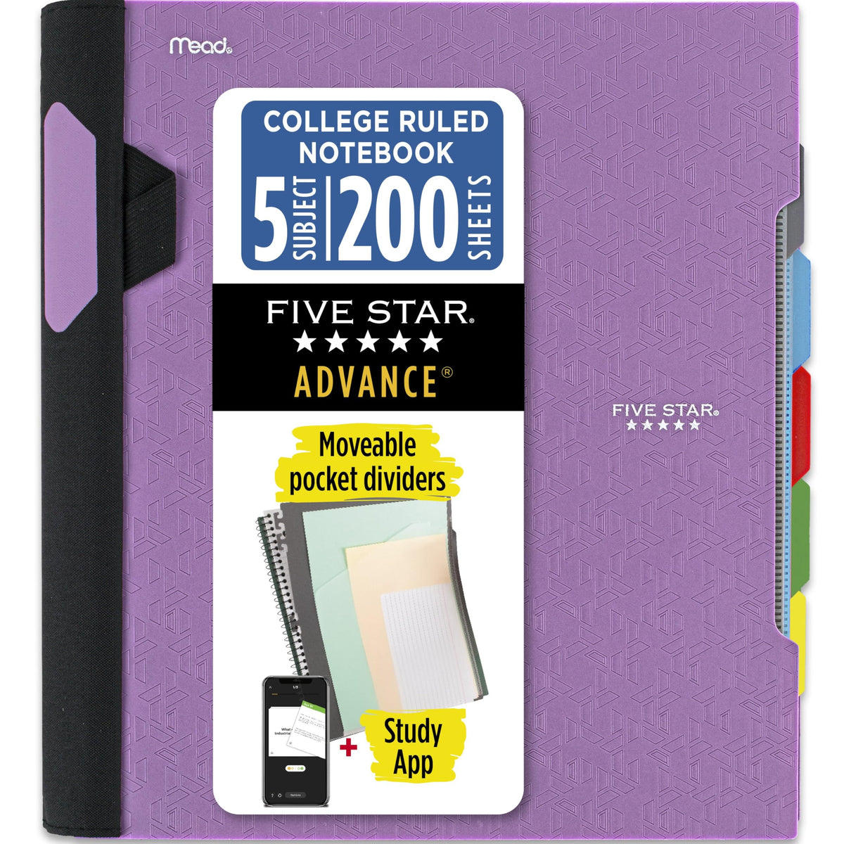 Five Star portada amethyst purple resistente y visible para organización