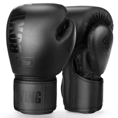 FIVING guantes de boxeo negro 12oz vista frontal y logotipo, protección y estilo