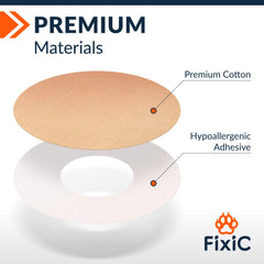 Close-up textura del parche Fixic que muestra elasticidad y transpirabilidad