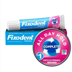 Fixodent tubo abierto con crema visible y facilidad de aplicación