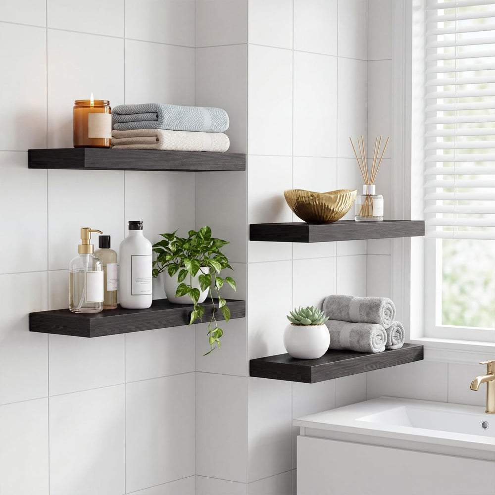 Fixwal estantes en baño organizando cosméticos y ahorrando espacio