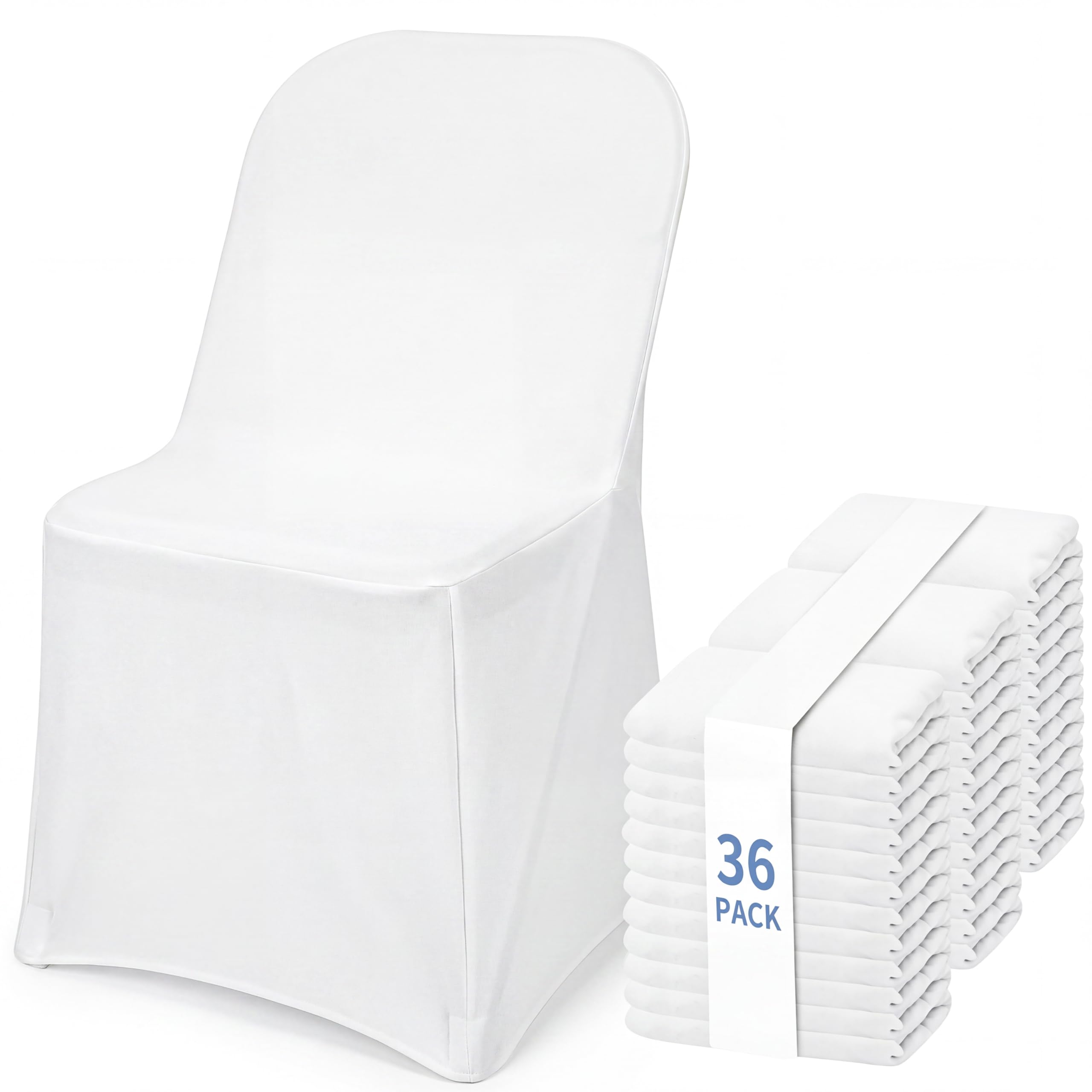 Fixwal paquete frontal de 36 fundas blancas protegen y uniforman sillas