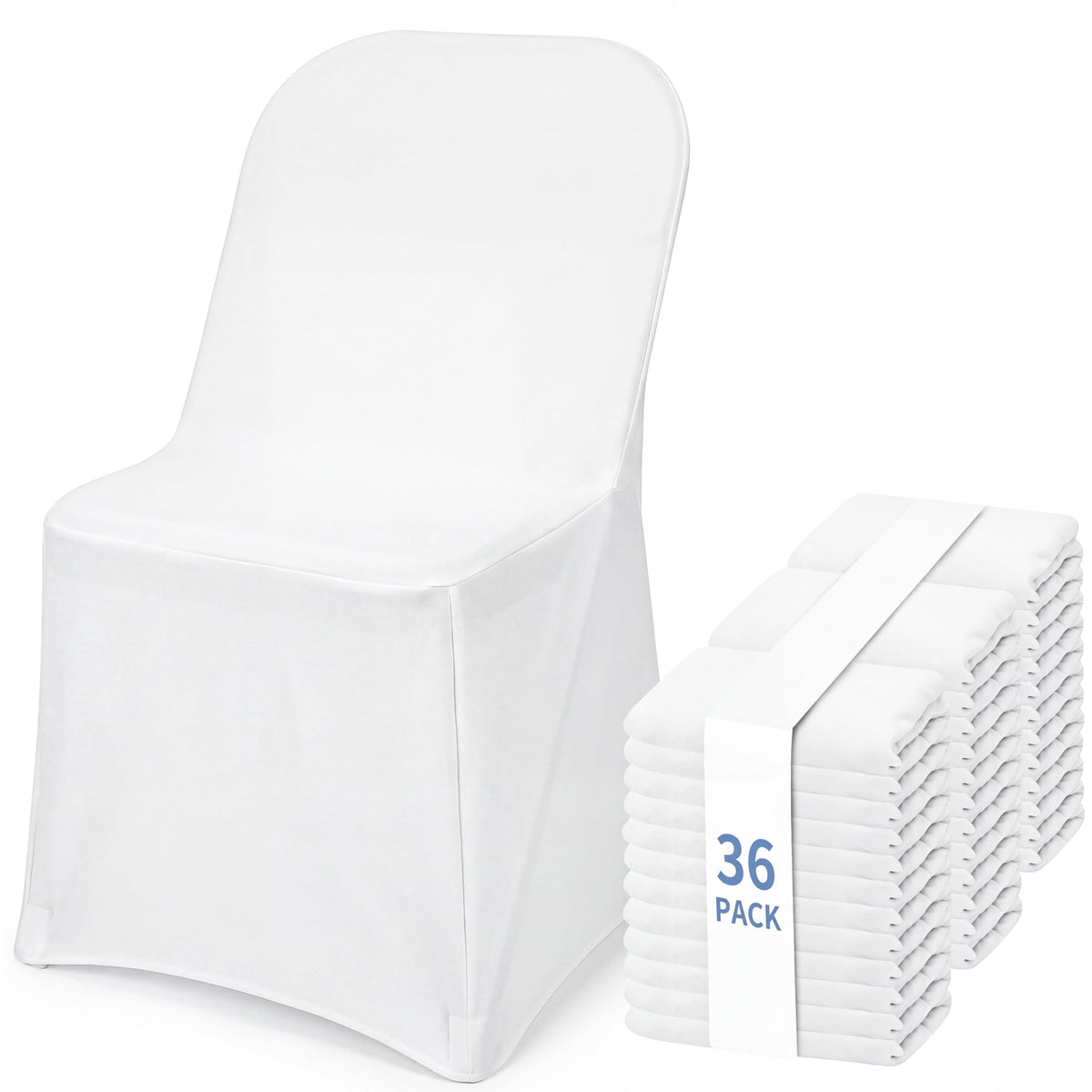 Fixwal paquete frontal de 36 fundas blancas protegen y uniforman sillas