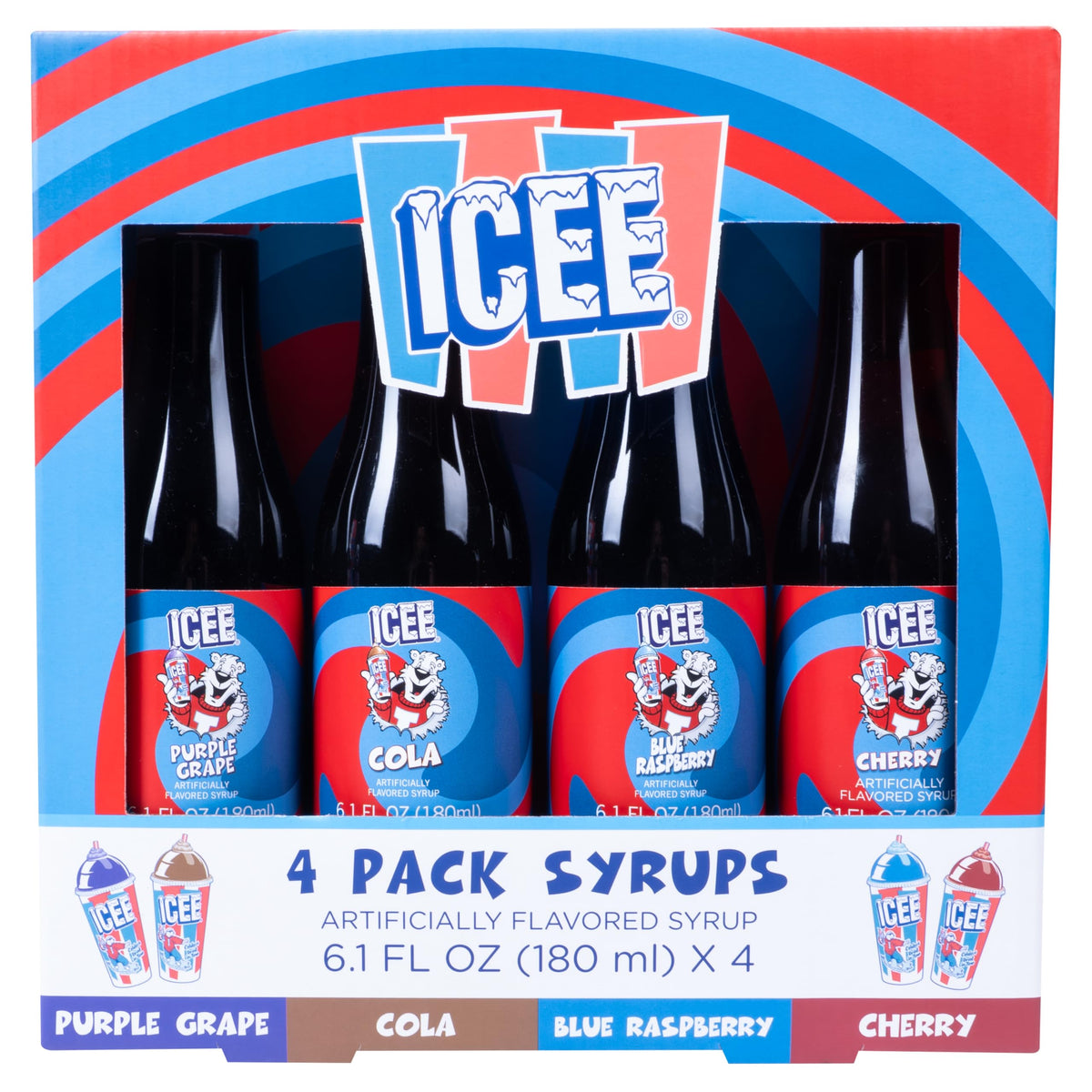 Fizz Creations pack frontal con cuatro siropes ICEE listos para usar y diversión