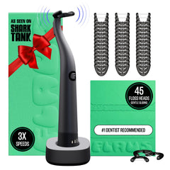 Flaus vista frontal del kit inicio mostrando dispositivo y accesorios, fácil uso