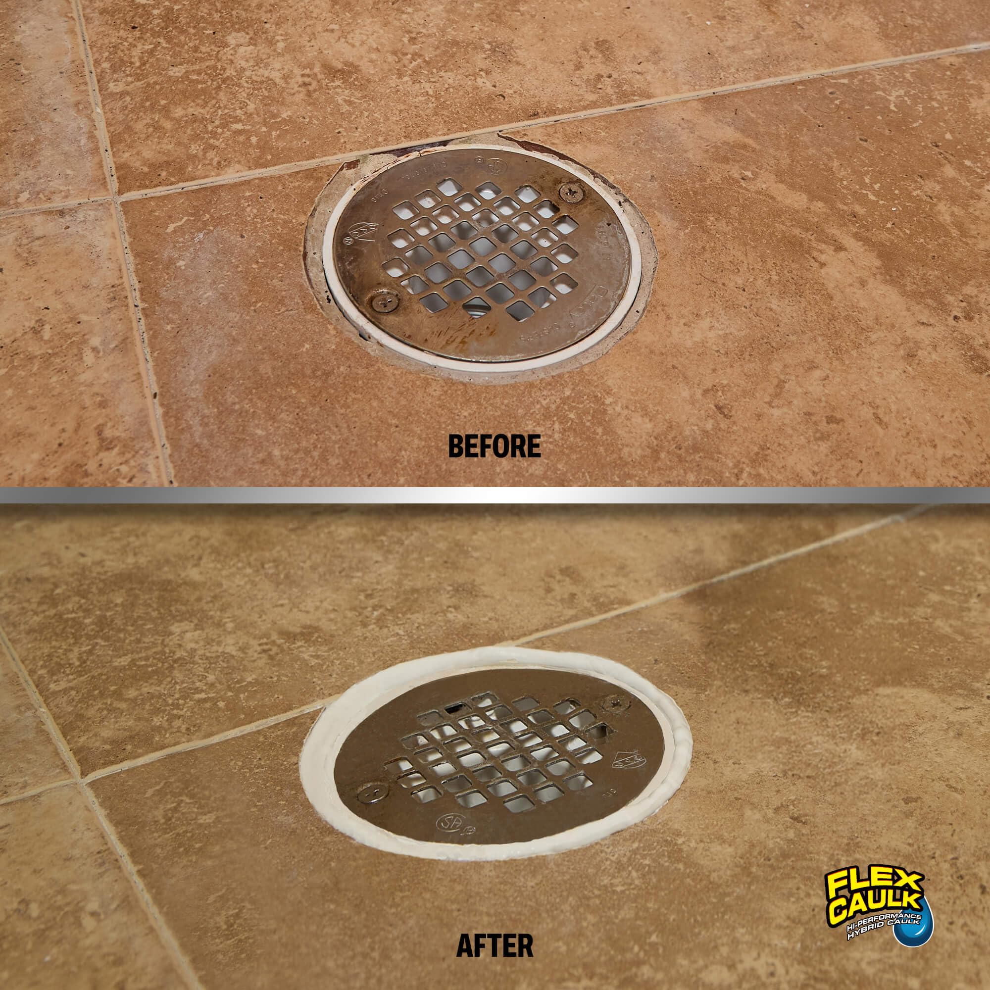 Flex Seal aplicándose en ducha para sellar juntas y prevenir filtraciones