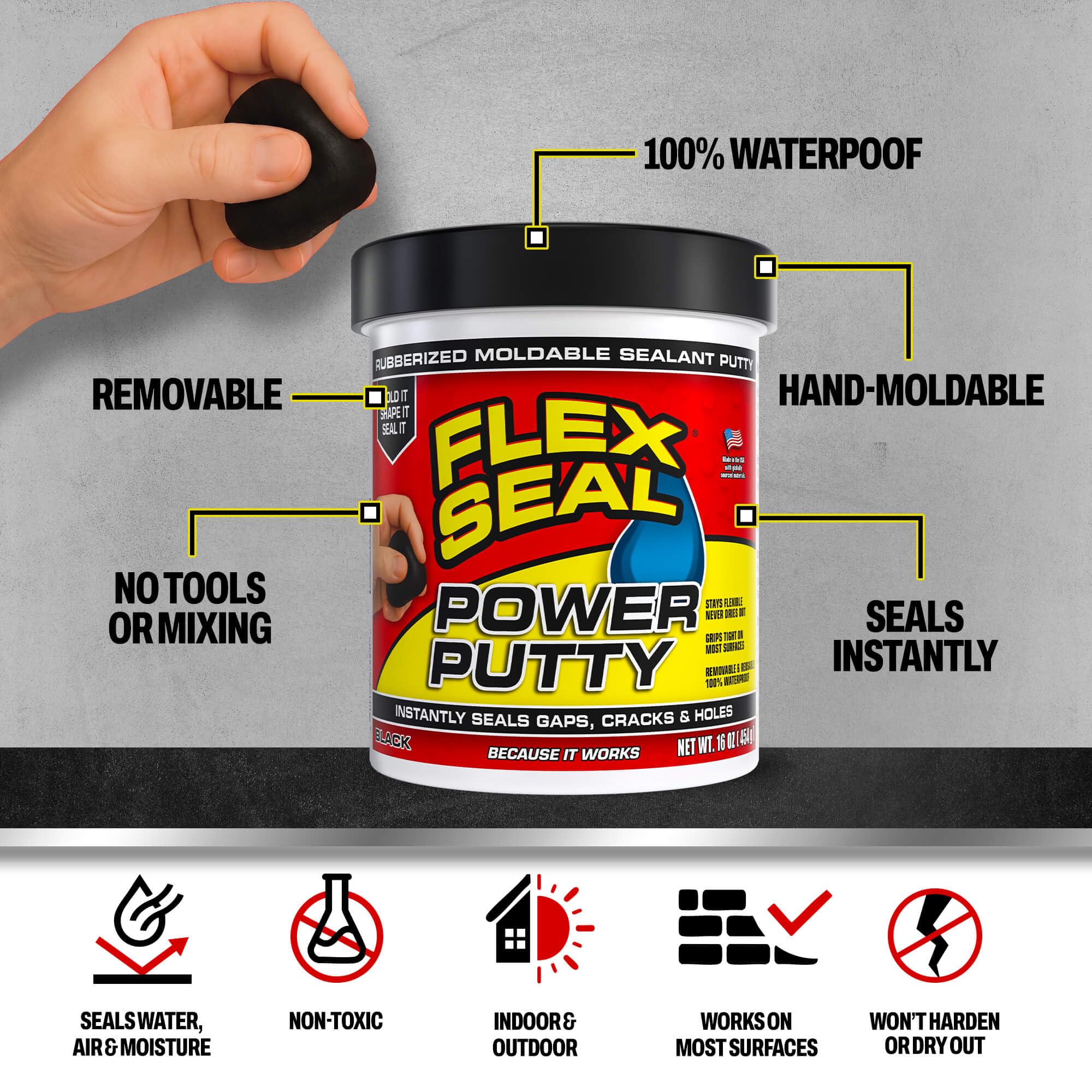 Flex Seal aplicado en una tubería sellando una fuga de forma inmediata