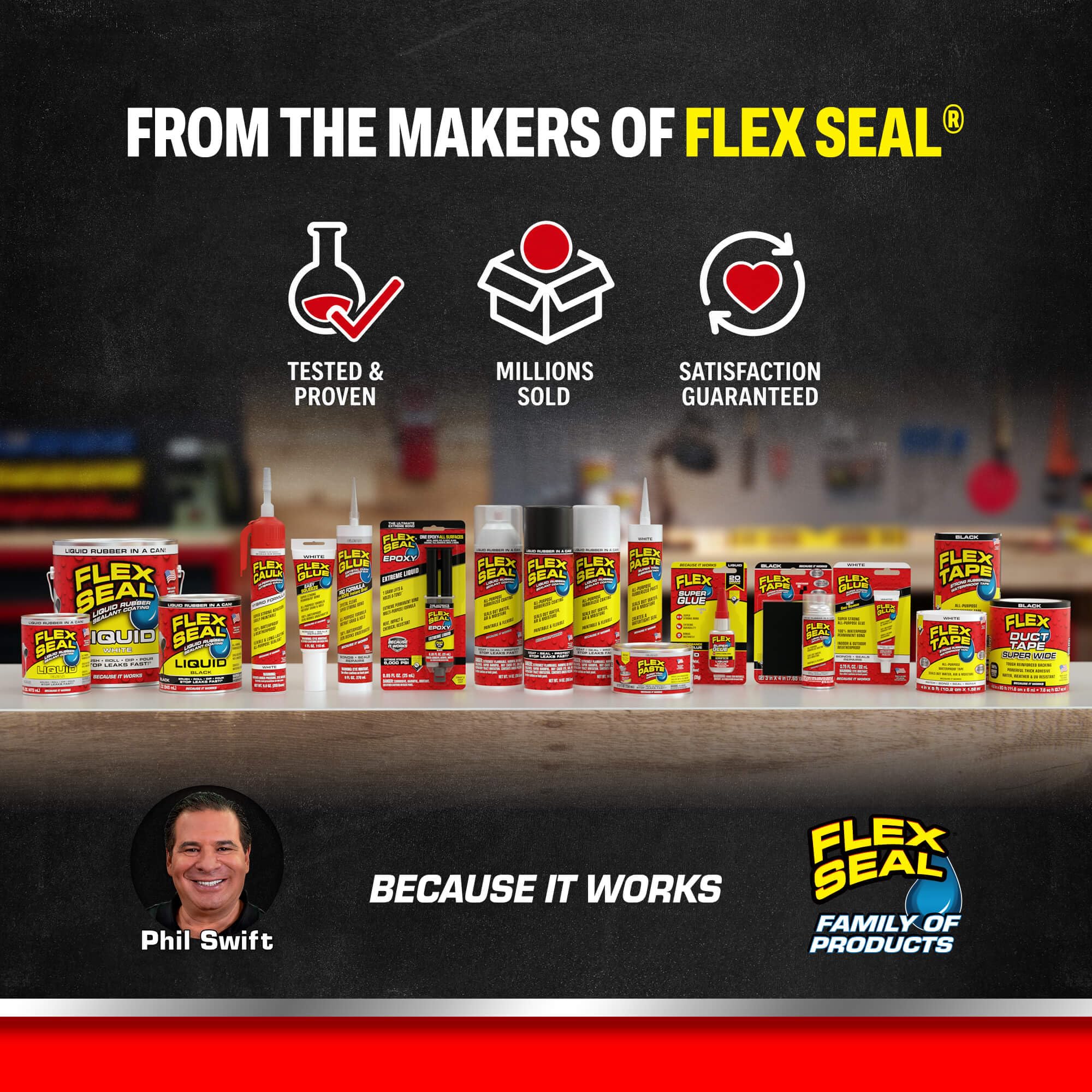 Flex Seal etiqueta con instrucciones y beneficios para el usuario
