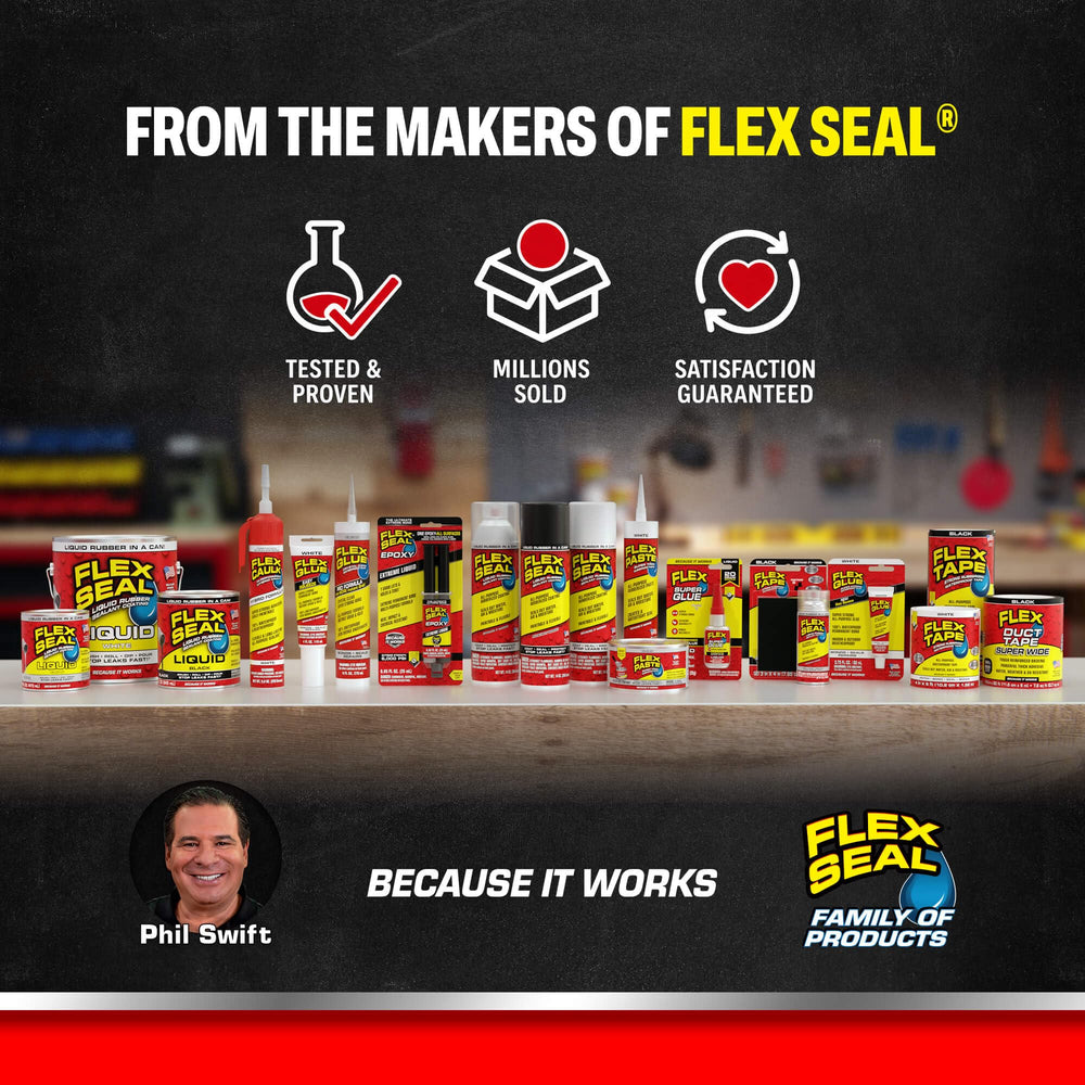 Flex Seal etiqueta con instrucciones y beneficios para el usuario