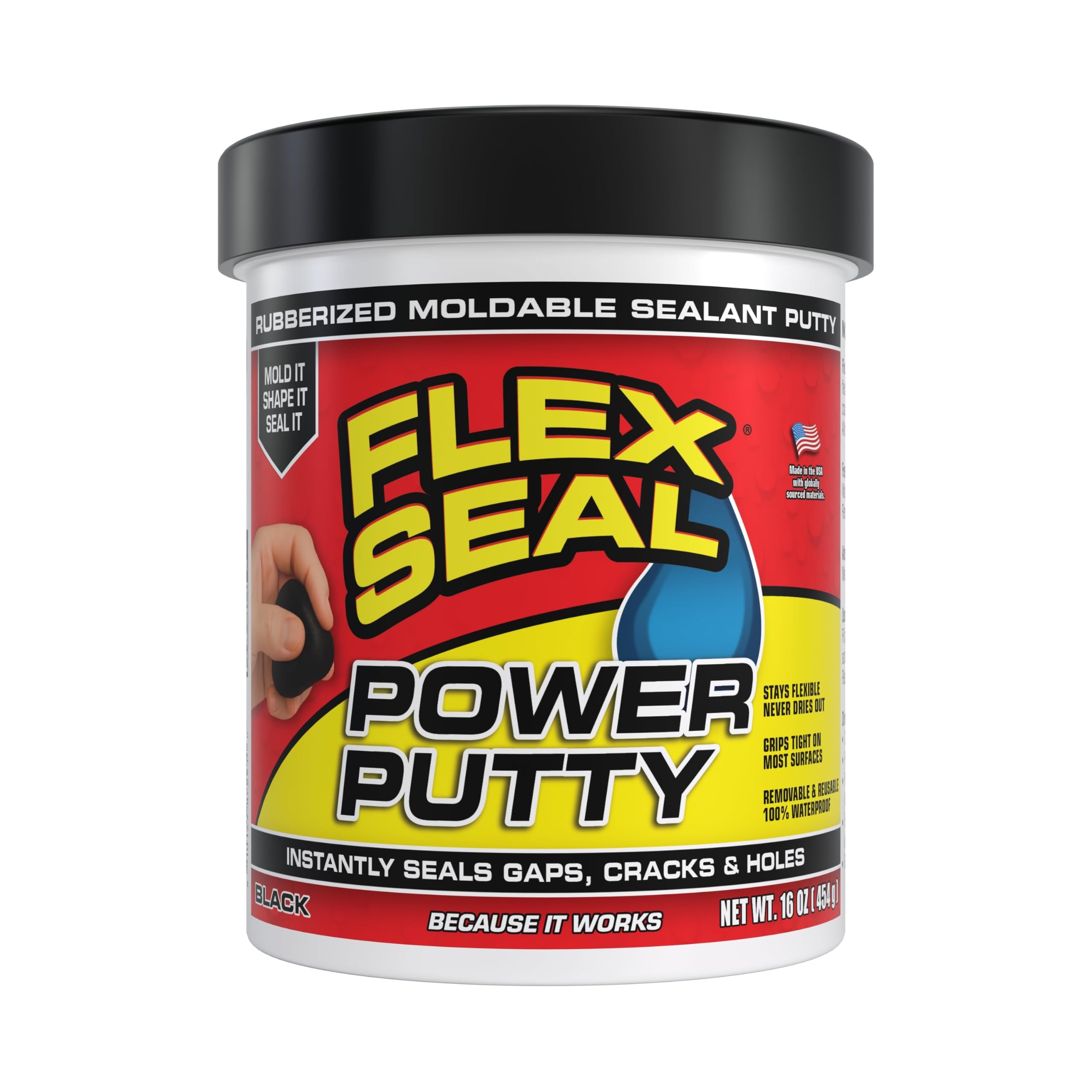 Flex Seal en envase frontal mostrando tamaño y uso práctico