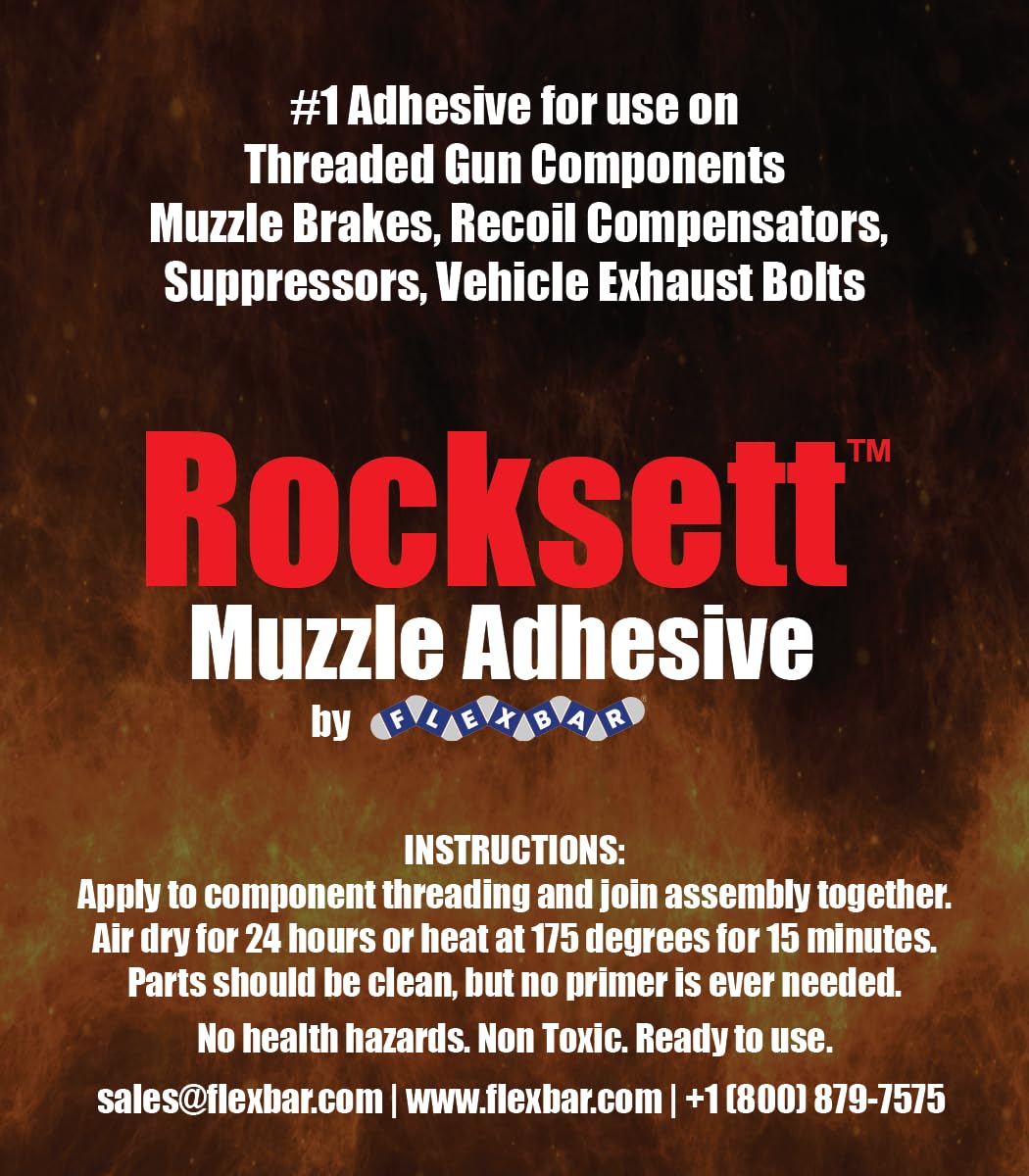 Etiqueta de Flexbar Rocksett con instrucciones y resistencia térmica para uso seguro