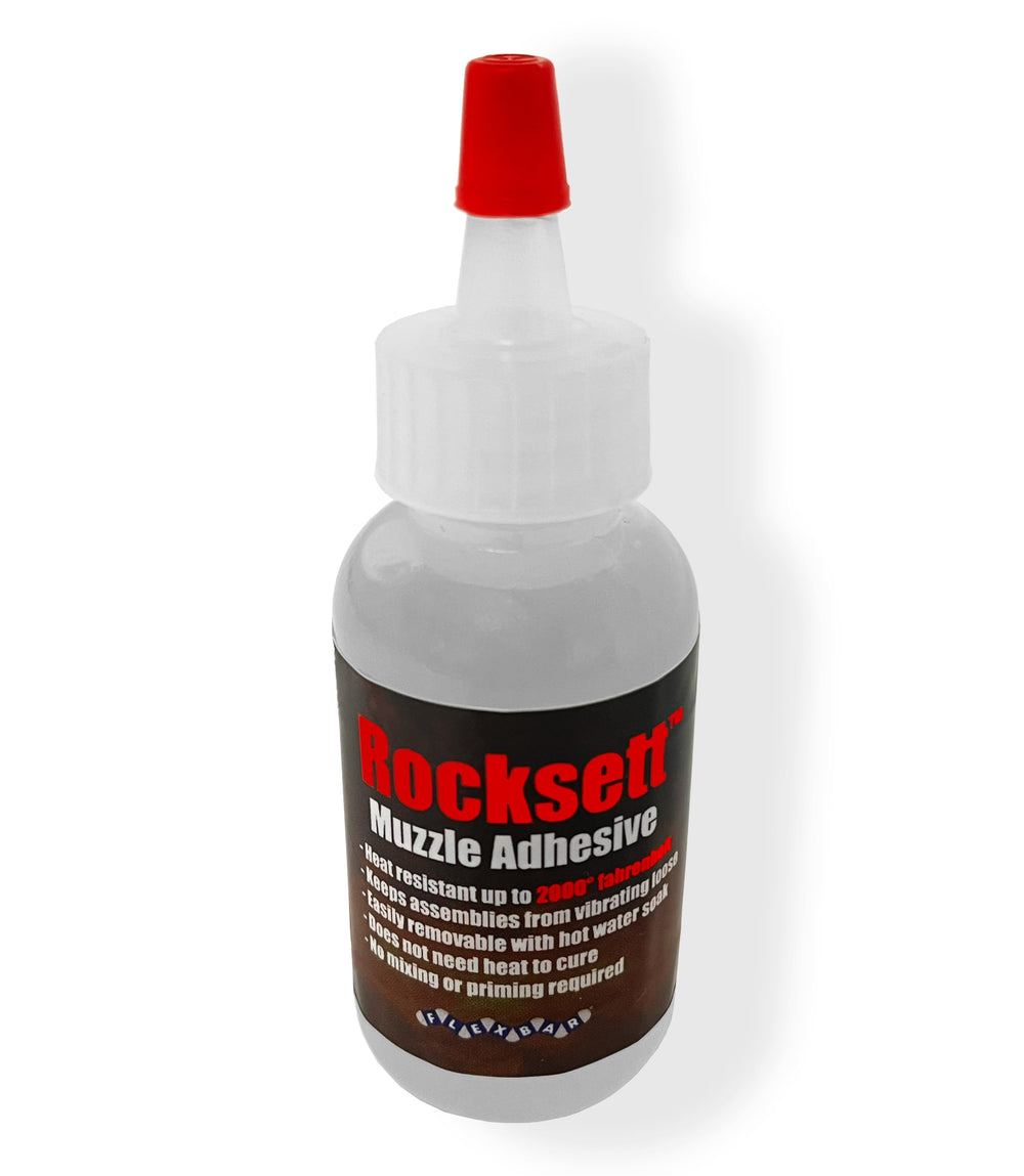 Flexbar Rocksett envase frontal y 1oz mostrando tamaño portátil y aplicación fácil
