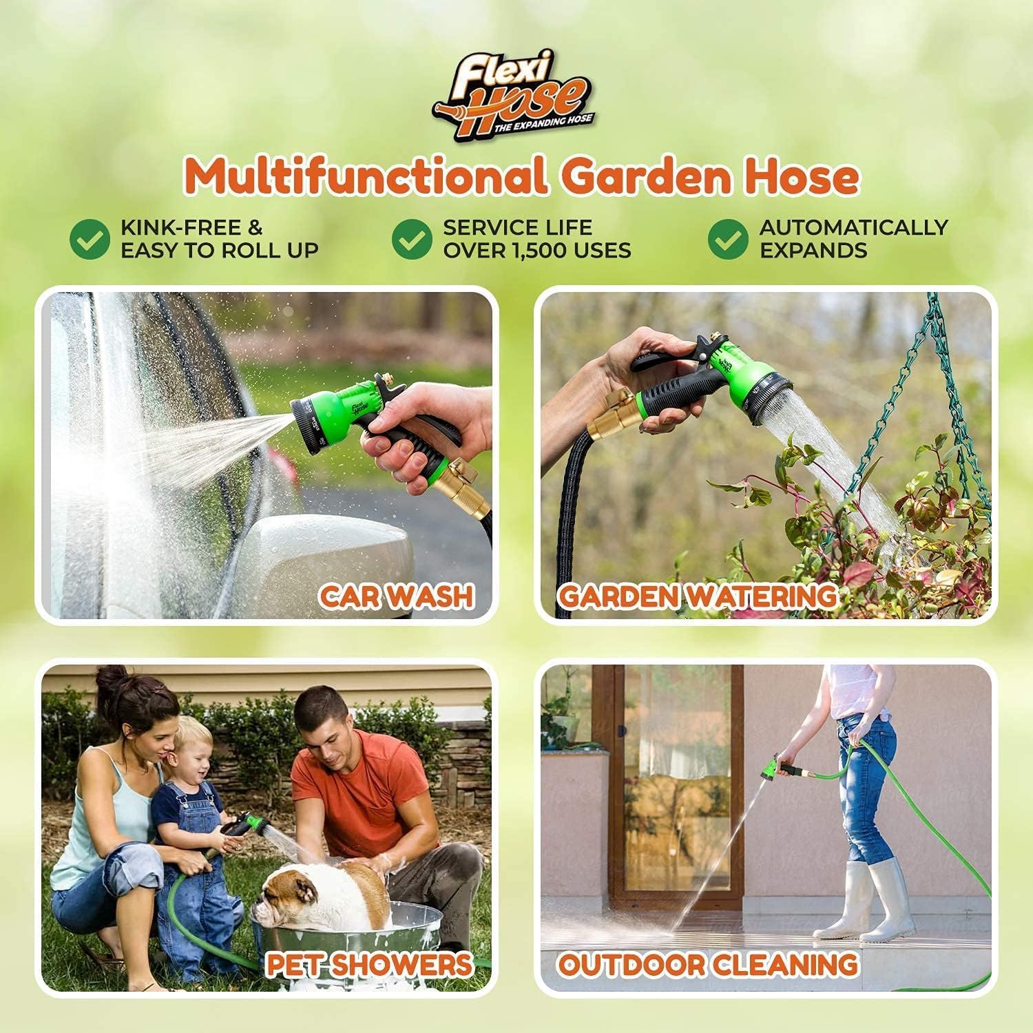 Flexi Hose boquilla 8 funciones, ajuste de chorro para cada tarea