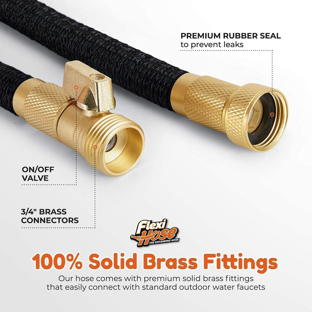 Flexi Hose plegada compacta junto a comparativa para fácil almacenamiento