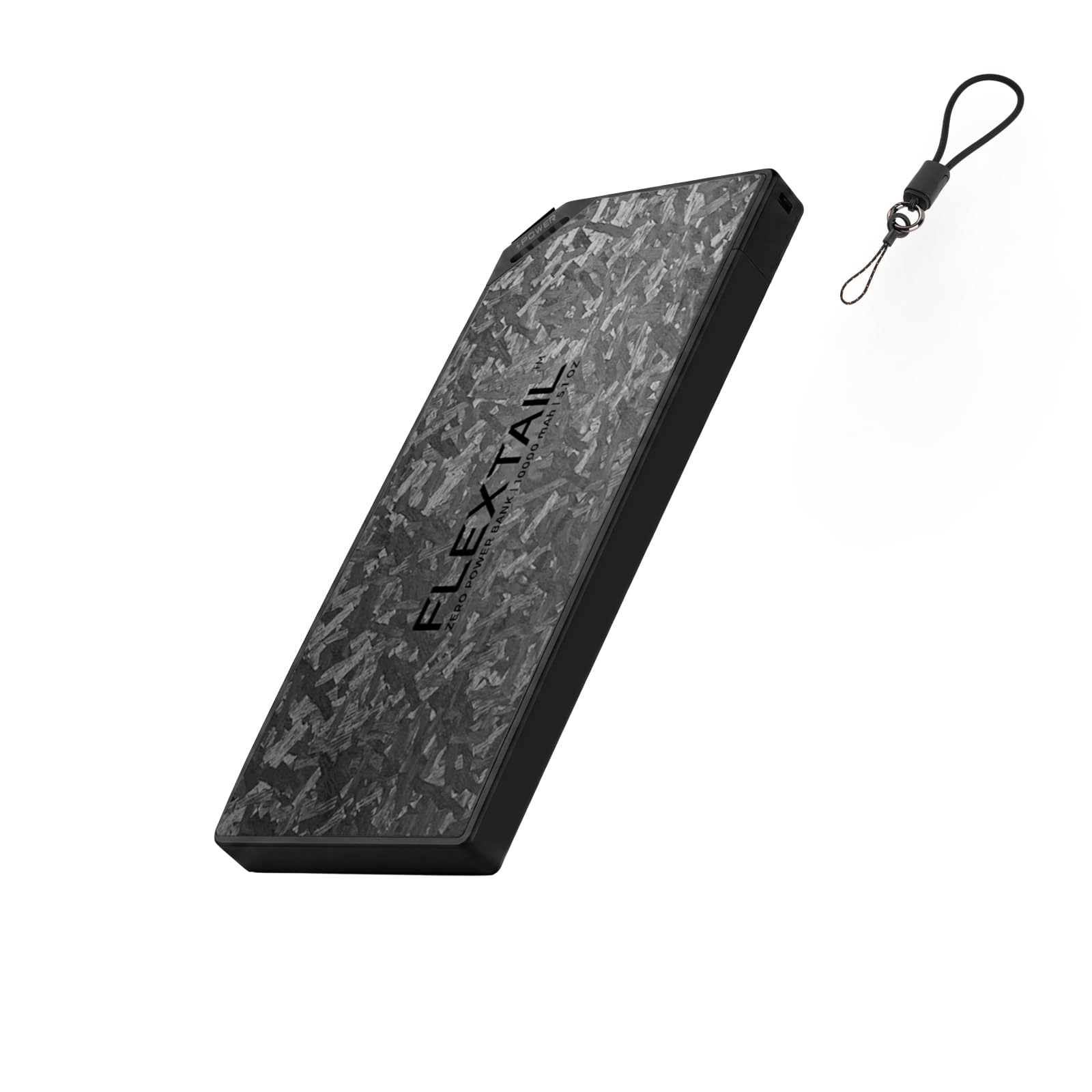 FLEXTAILGEAR vista frontal del power bank mostrando diseño compacto y beneficio portabilidad