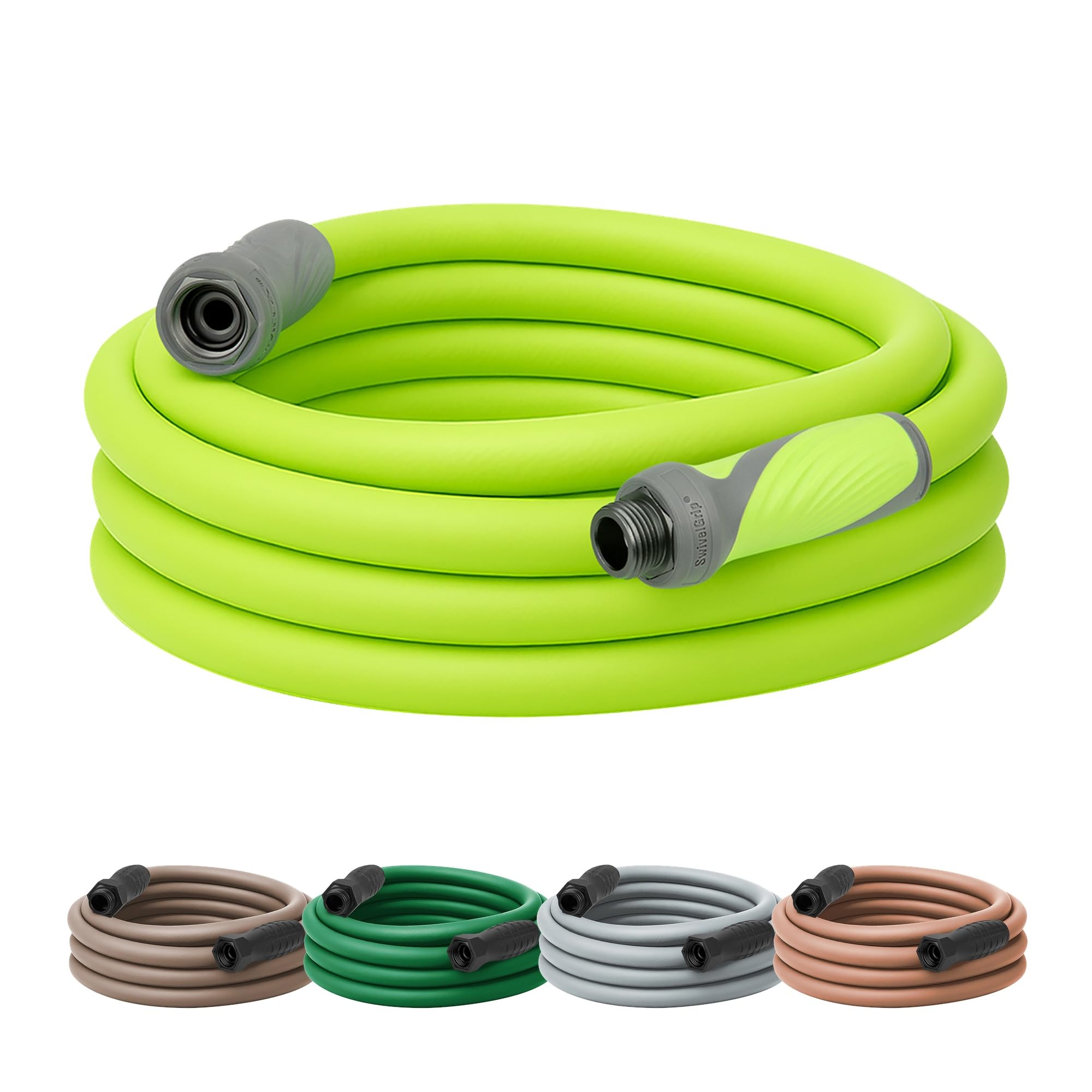 Flexzilla vista frontal del rollo de 25 ft mostrando color ZillaGreen y facilidad de manejo
