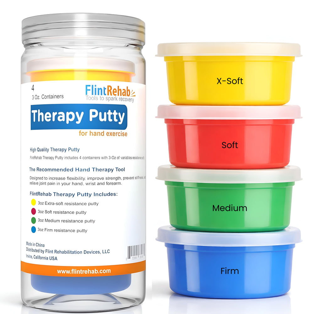 FlintRehab envase frontal del pack de 4 puttys resistente y portátil
