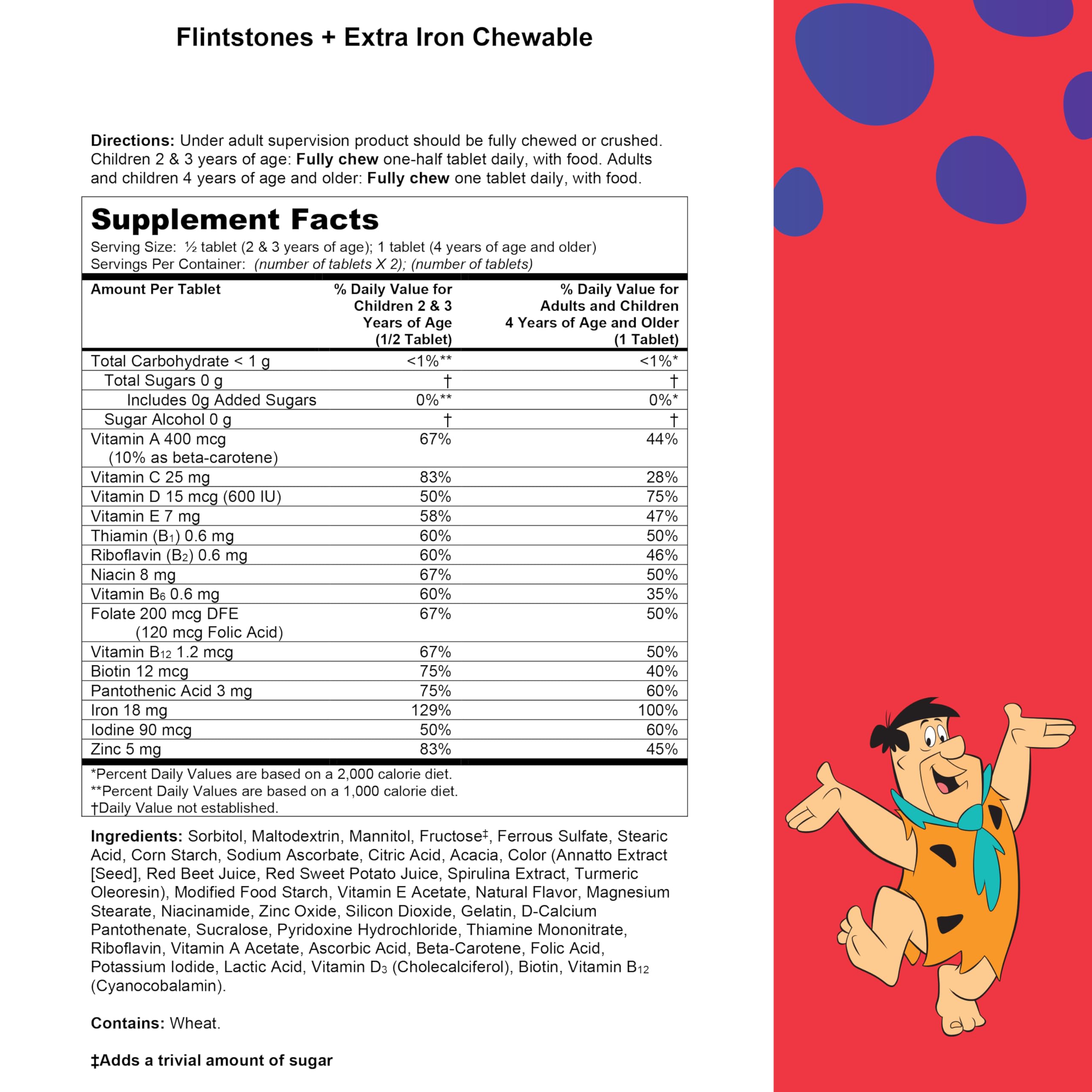 Flintstones cuatro sabores presentados para elección y variedad diaria