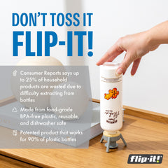 Flip-It! detalle de la válvula que evita goteos y facilita dispensado eficiente