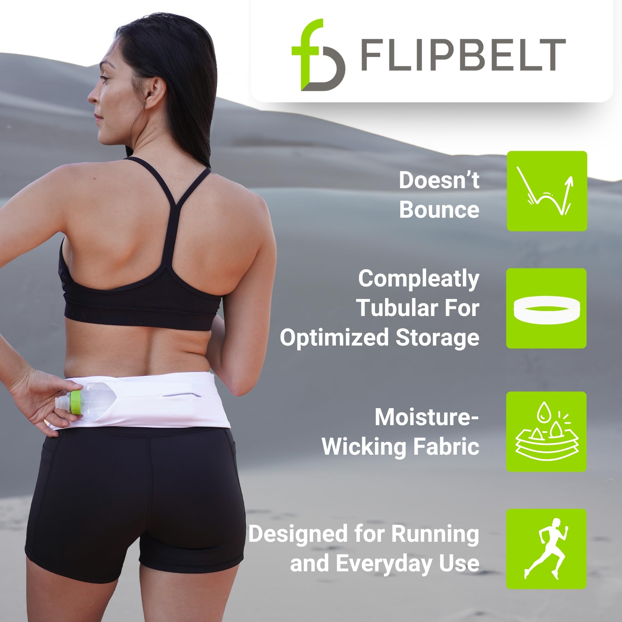 FlipBelt primer plano del gancho interno para llaves, seguridad anticaídas