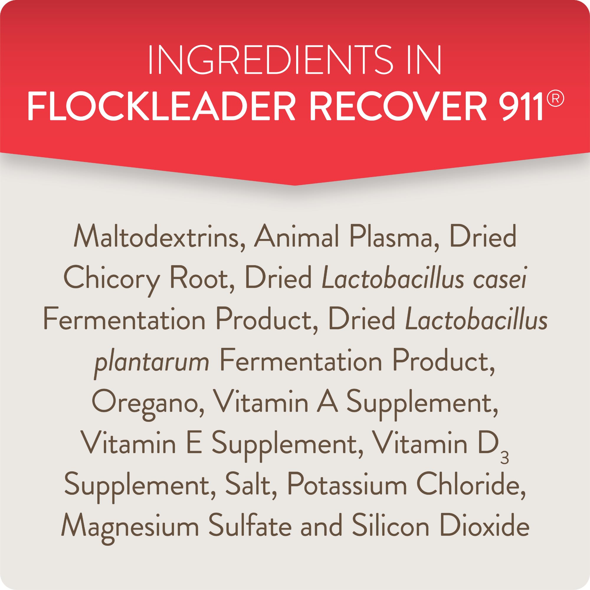 FlockLeader etiqueta con ingredientes y modo de uso visible y claro