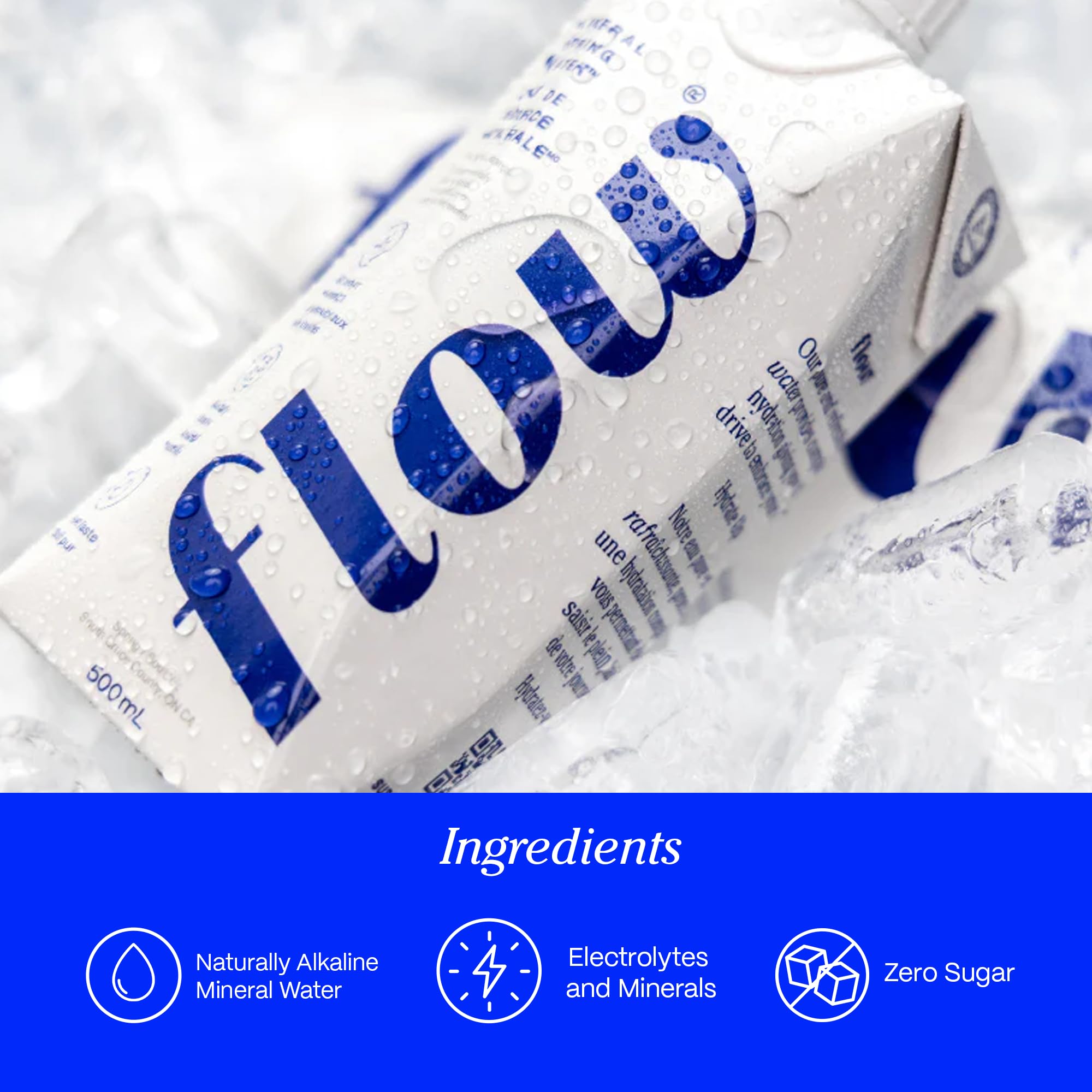 Flow close‑up del agua vertiéndose para apreciar claridad y textura pura