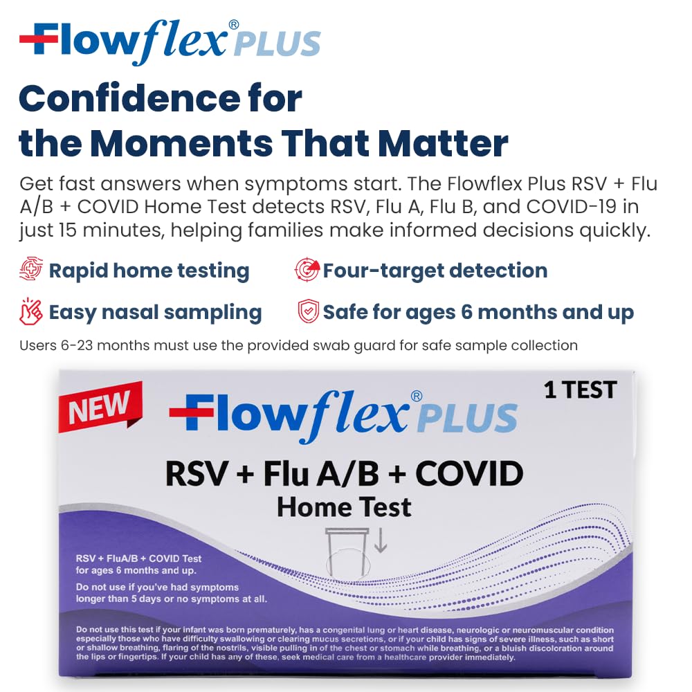 Flowflex Plus hisopo y reactivo en detalle para toma nasal segura y precisa