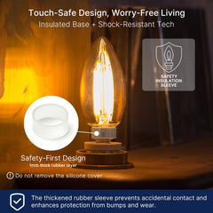 FLSNT bombilla B11 instalada en candelabro creando ambiente cálido