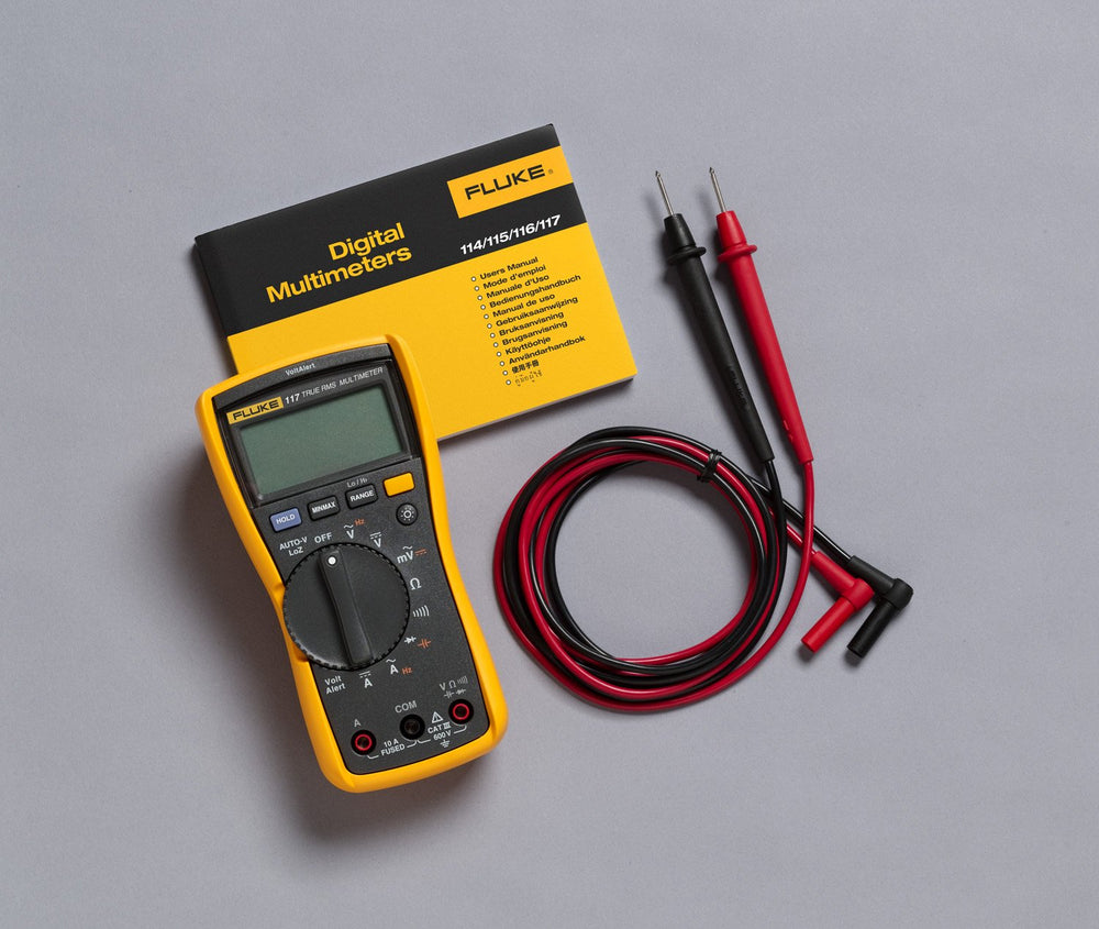 Fluke 117 detalle de puntas y bornas, seguridad y contacto fiable