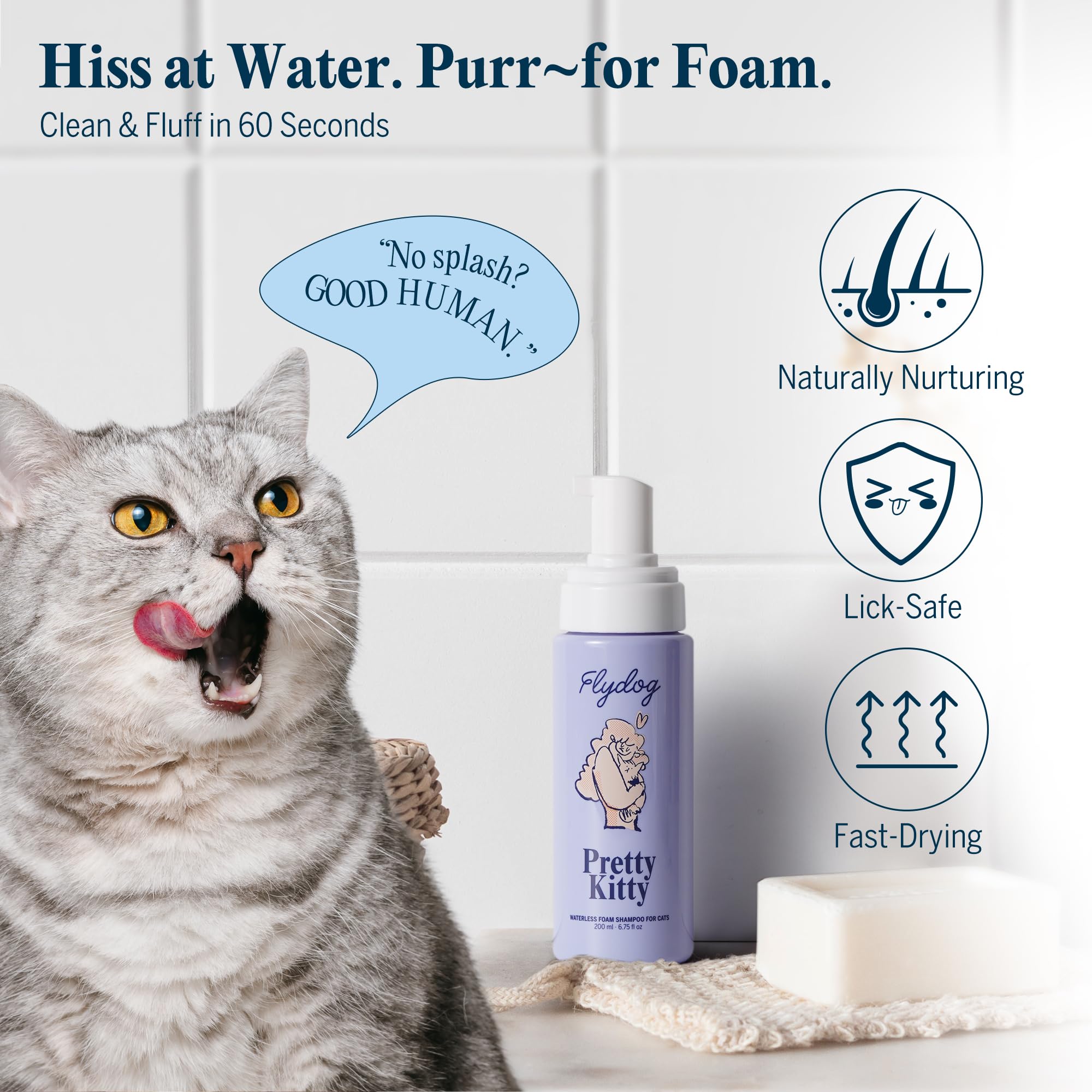 Flydog Pretty Kitty espuma en mano mostrando textura ligera y segura