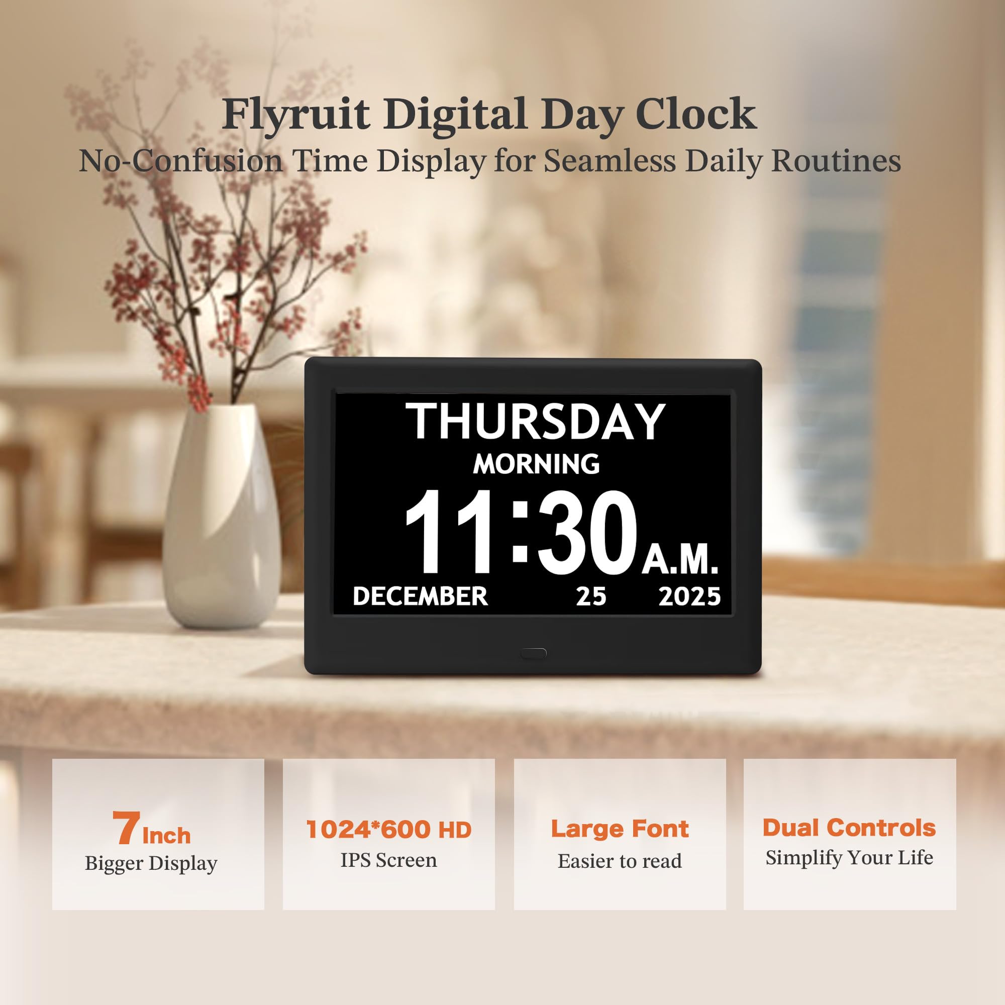 FLYRUIT detalle pantalla IPS mostrando alto contraste y claridad