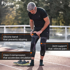 Flytex rodillera mostrando ajuste lateral y sujeción en la rótula