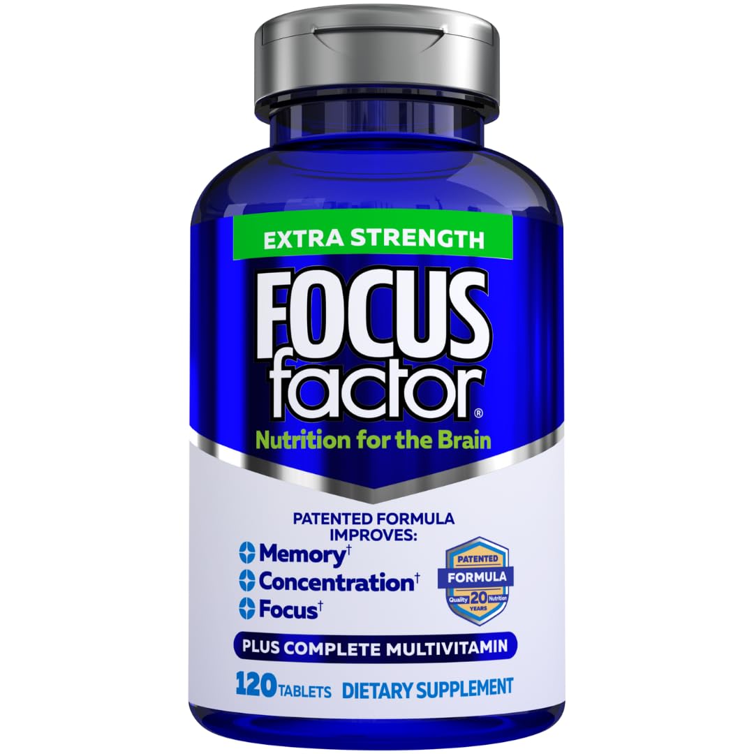 Focus Factor envase frontal mostrando la etiqueta y beneficios