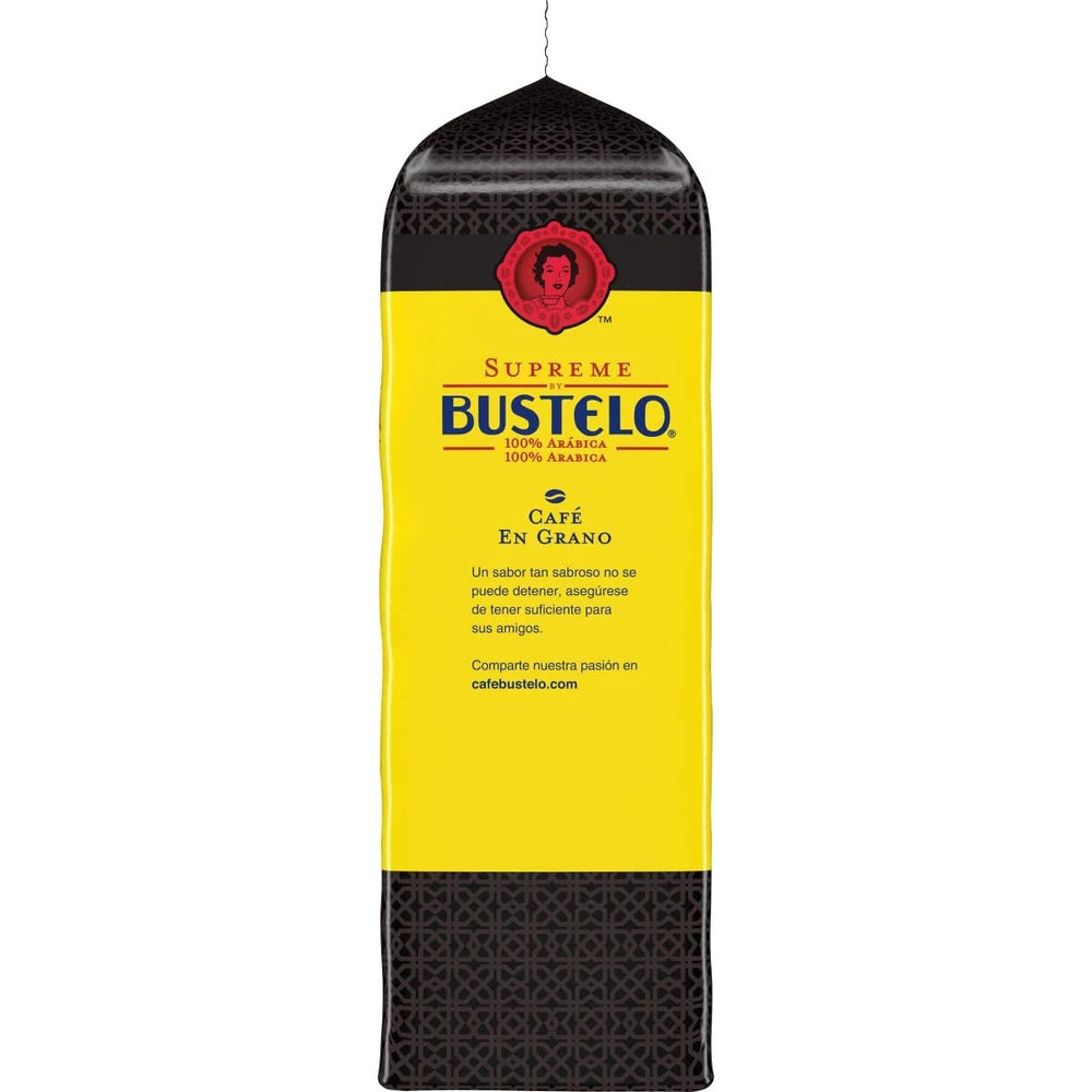 Folgers Supreme Bustelo detalle de etiqueta y datos, ayuda a identificar perfil y origen