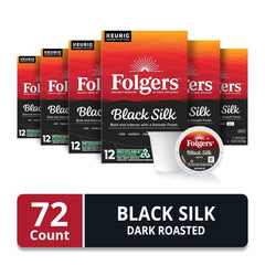Folgers Black Silk cápsula en primer plano destacando sello y frescura
