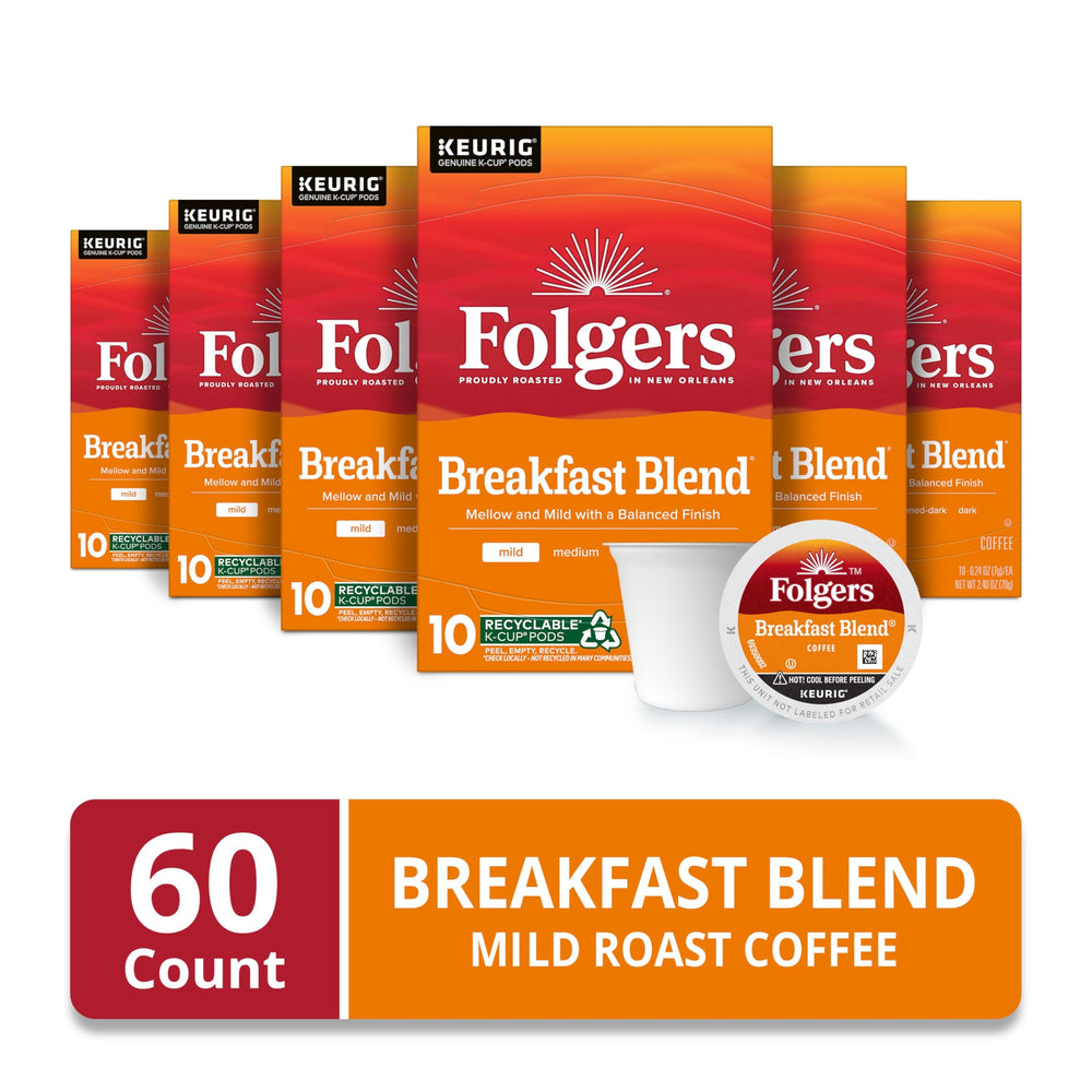 Folgers close-up de cápsula K-Cup mostrando calidad y sello