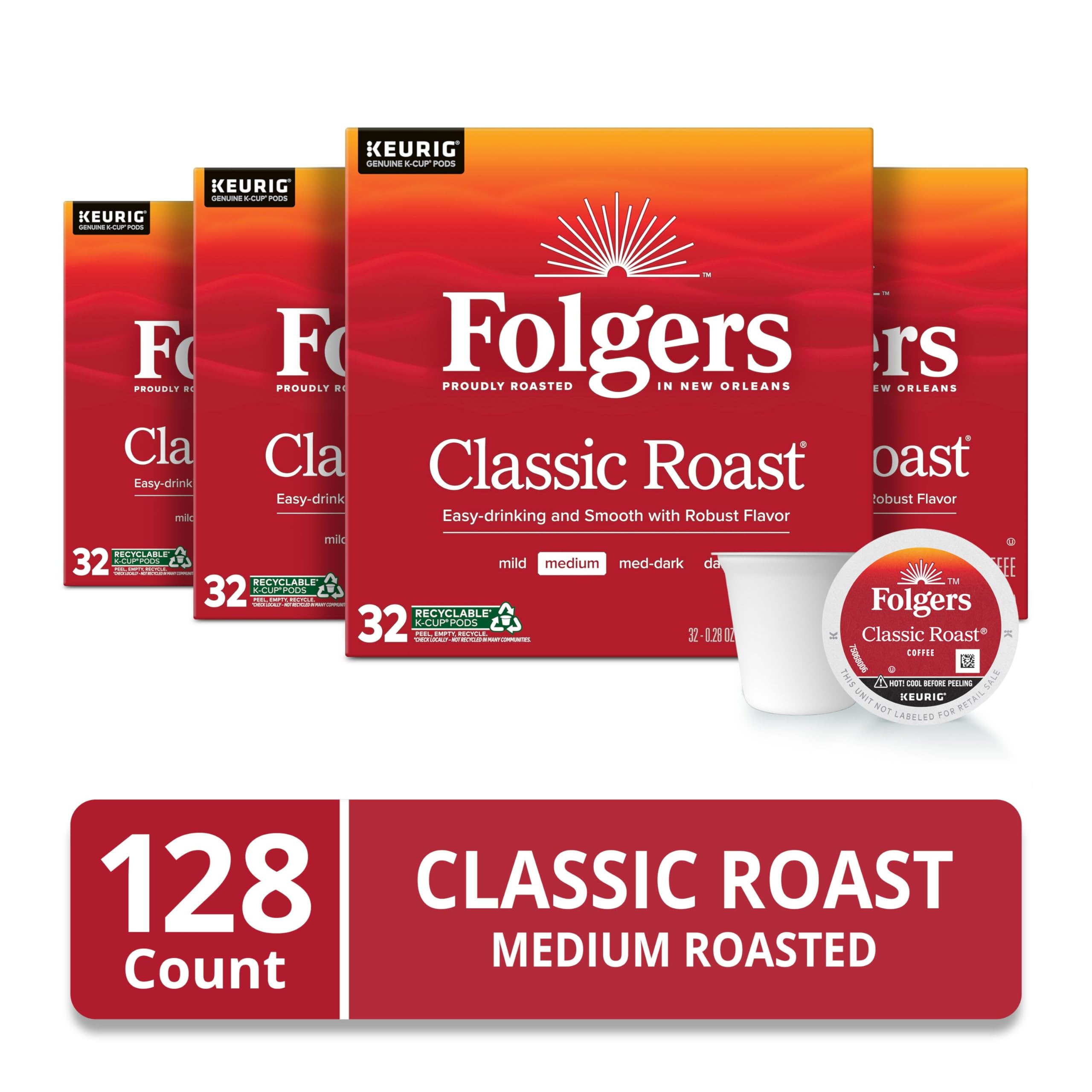 Folgers cápsula K-Cup en primer plano que preserva el aroma fresco