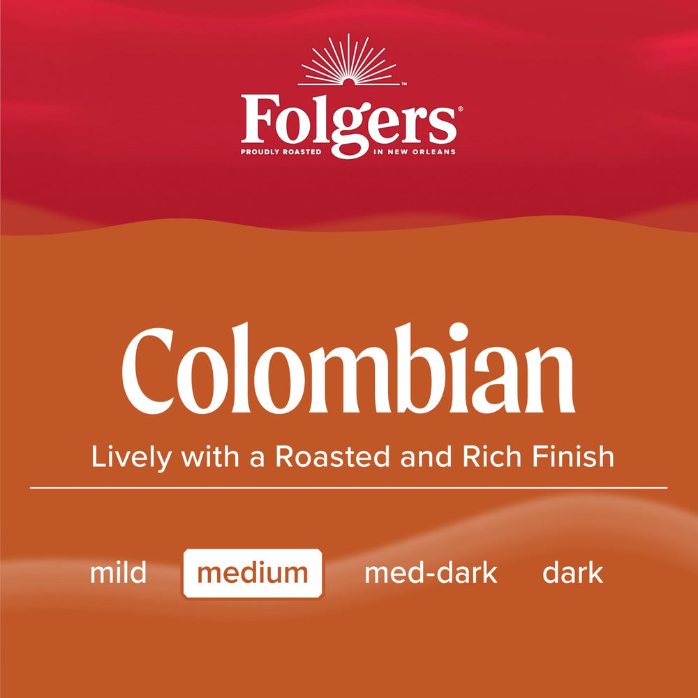 Folgers primer plano de cápsula K-Cup mostrando sello hermético y facilidad