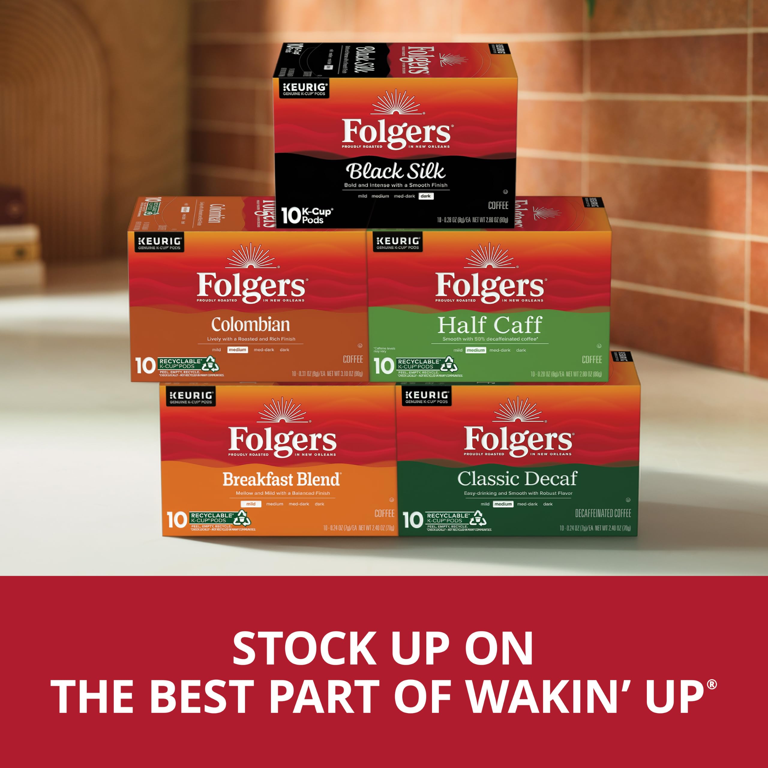 Folgers estación de café en oficina ilustrando uso compartido eficiente