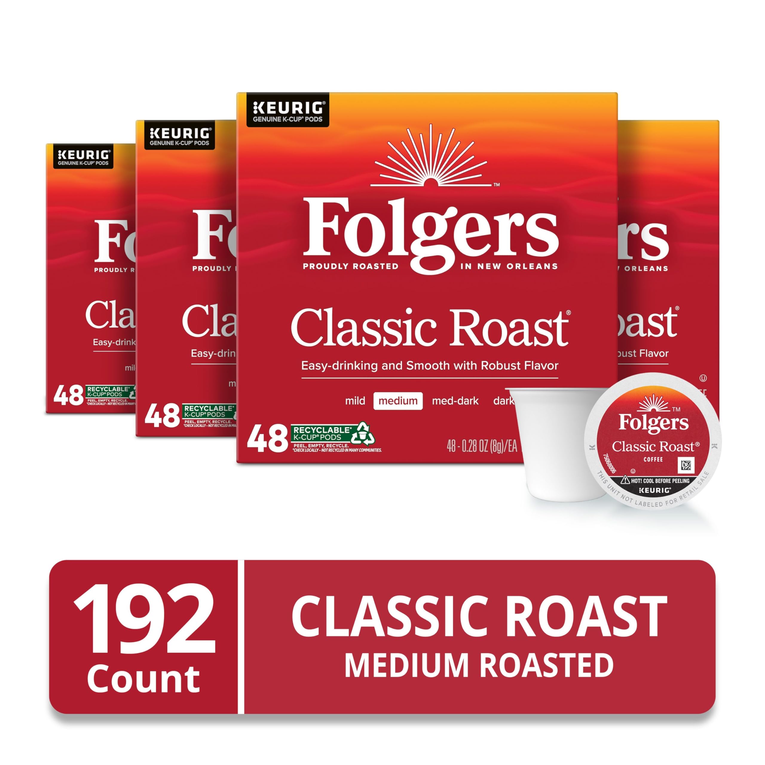 Folgers close-up de cápsula K-Cup que resalta sello y frescura