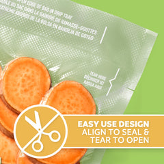 FoodSaver muesca lateral visible para abrir sin tijeras y rápido acceso