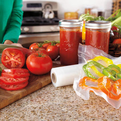 FoodSaver primer plano multicapa resistente y sin BPA protege alimentos