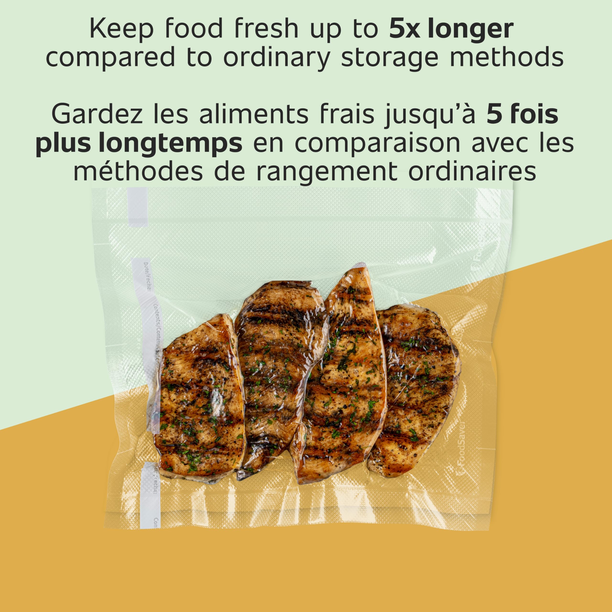 FoodSaver rollo en uso sellando carne para mayor durabilidad