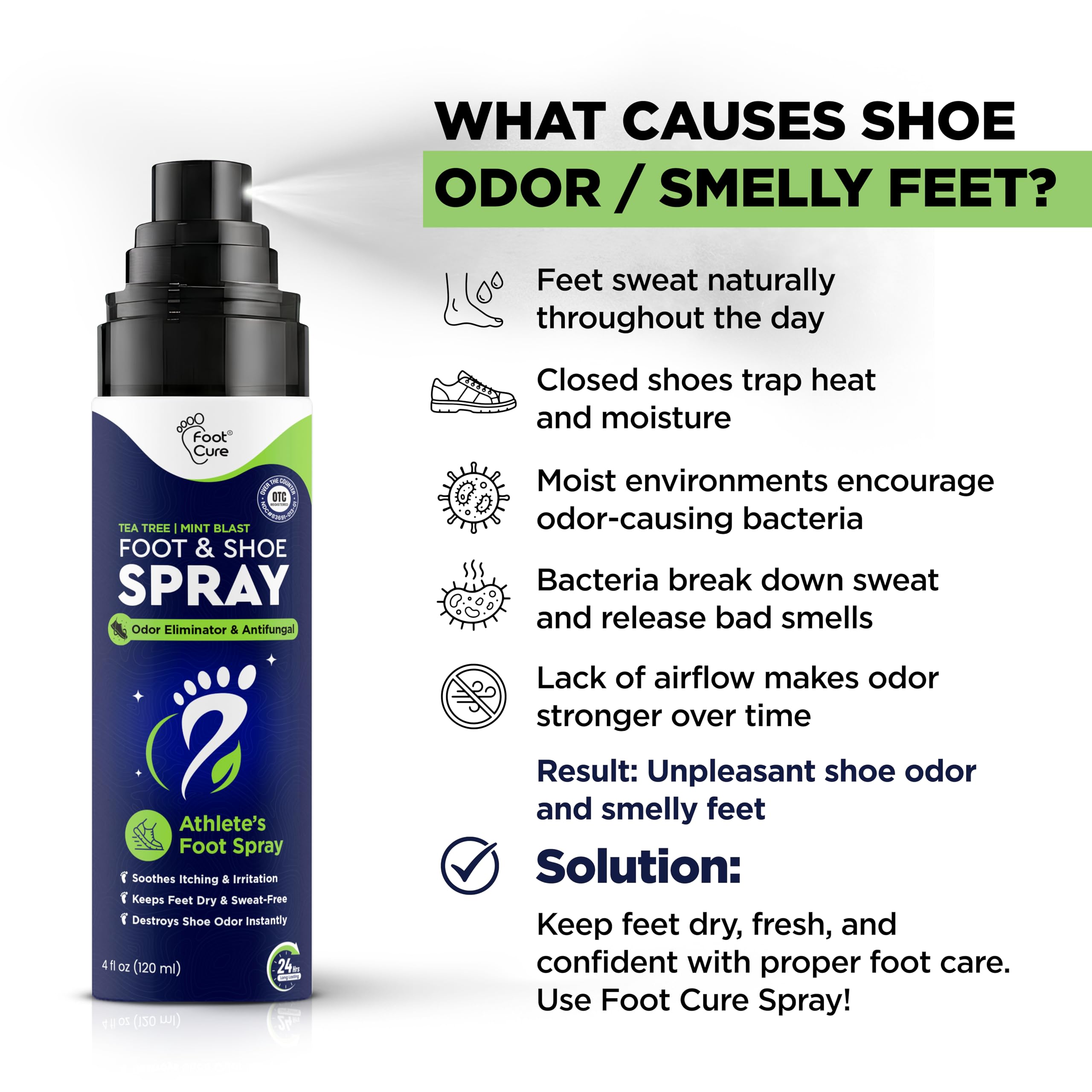 FOOT CURE comparación de tamaño 120 ml para llevar en bolso o mochila