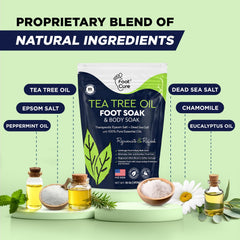 FOOT CURE etiqueta con lista de ingredientes naturales y beneficios