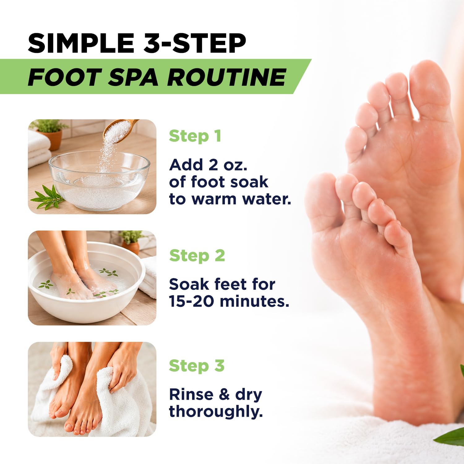 FOOT CURE persona remojando pies para aliviar cansancio