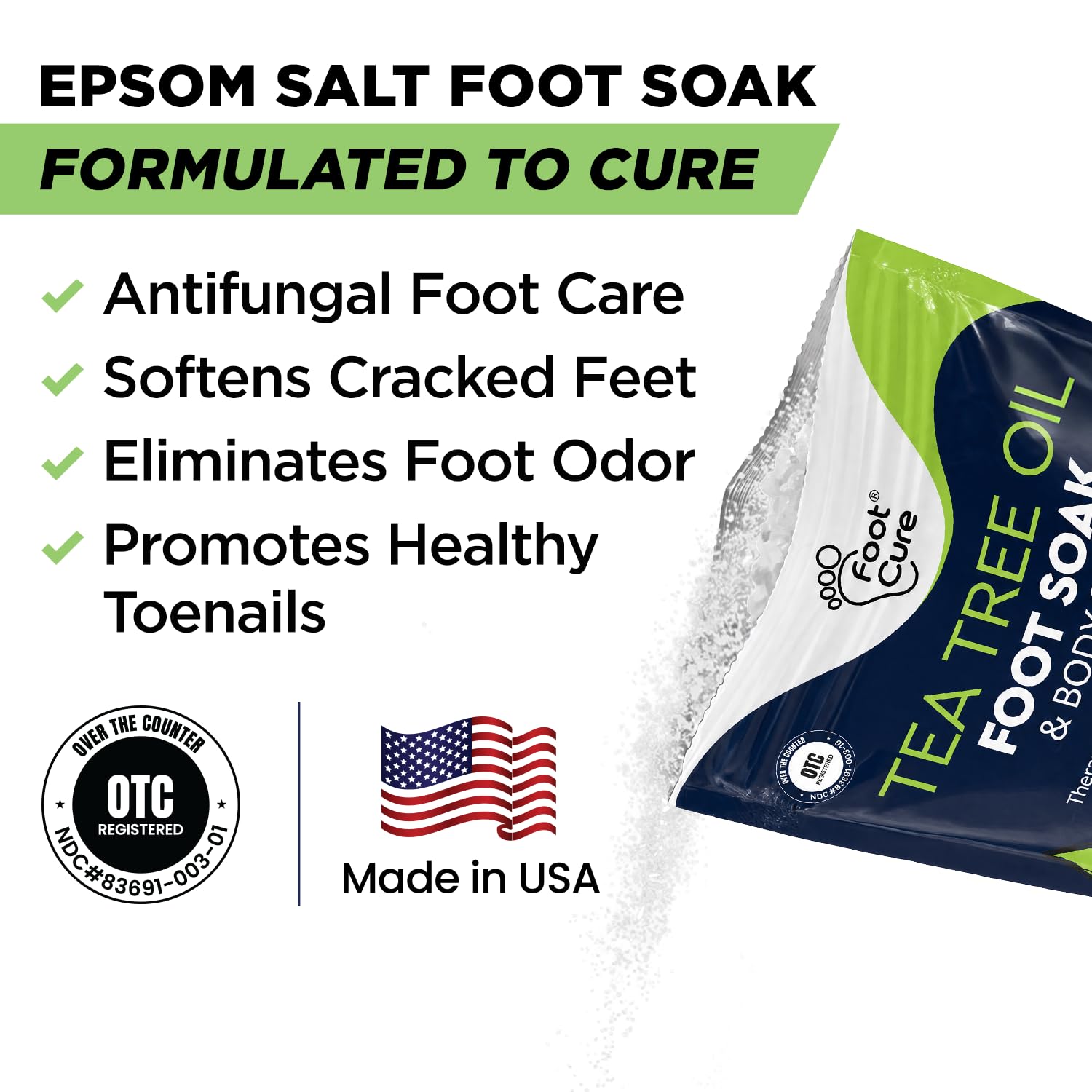 FOOT CURE textura de las sales de Epsom y Mar Muerto para suavizar piel