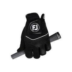FootJoy RainGrip glove on hand during swing showing improved control in rain